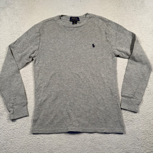 Polo Ralph Lauren Other - Polo Ralph Lauren Boys Gray Waffle Knit Thermal Long Sleeve Shirt L (14-16)